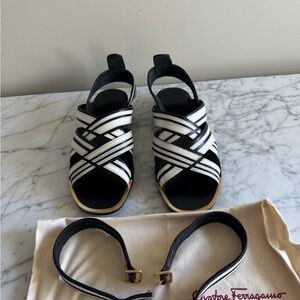 Salvatore Ferragamo Black and White Strappy Sandals